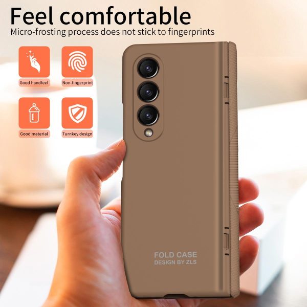 Foldable Phone Case with Pen and Stylus for Samsung Galaxy z Fold 4 / 5g - Coffee - Image 3