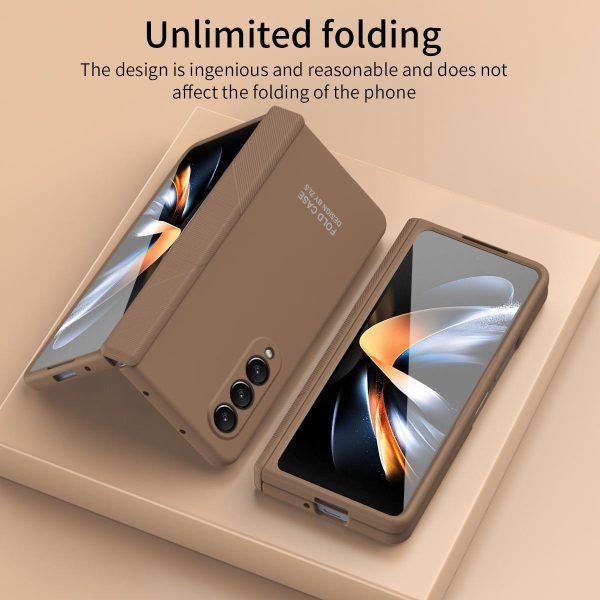 Foldable Phone Case with Pen and Stylus for Samsung Galaxy z Fold 4 / 5g - Coffee - Image 4
