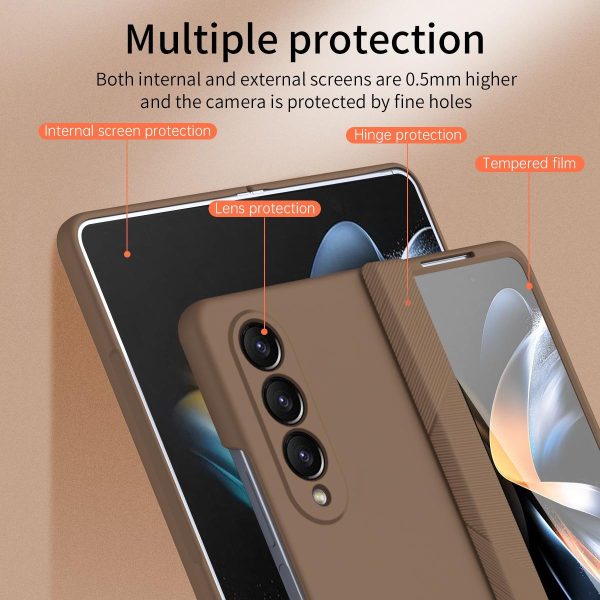 Foldable Phone Case with Pen and Stylus for Samsung Galaxy z Fold 4 / 5g - Coffee - Image 5