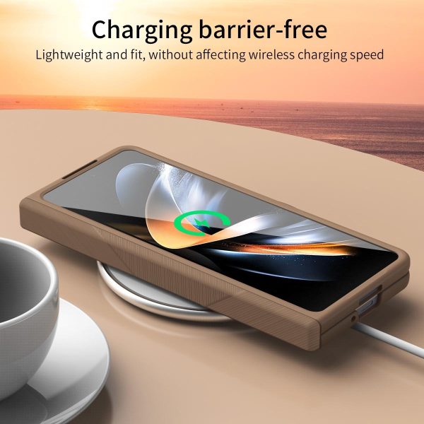 Foldable Phone Case with Pen and Stylus for Samsung Galaxy z Fold 4 / 5g - Coffee - Image 8