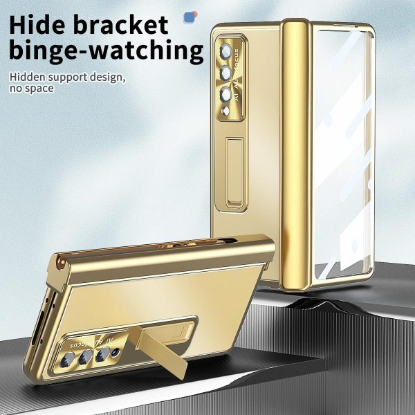 Shockproof Aluminum Double Hinge Case for Samsung Galaxy z Fold 4 - Silver - Image 3