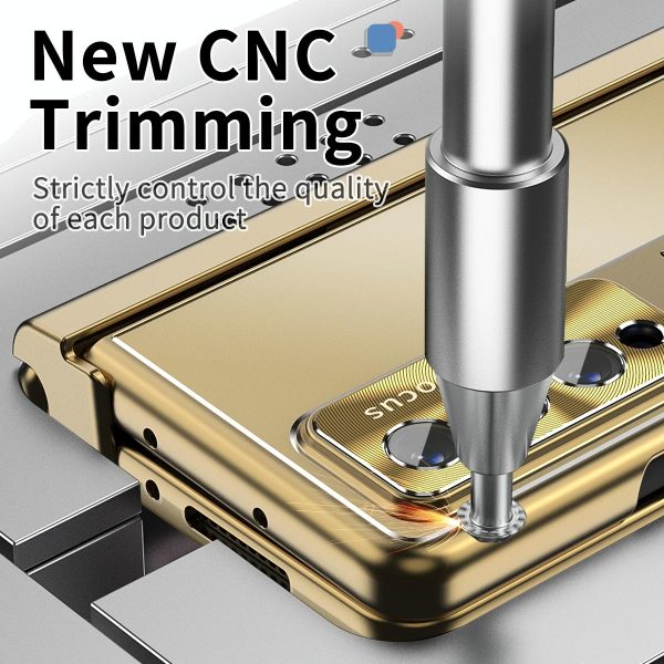 Shockproof Aluminum Double Hinge Case for Samsung Galaxy z Fold 4 - Silver - Image 4