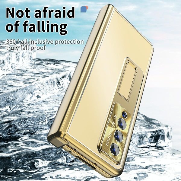 Shockproof Aluminum Double Hinge Case for Samsung Galaxy z Fold 4 - Silver - Image 6