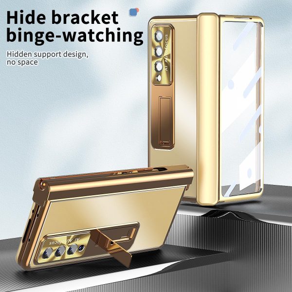 Shockproof Aluminum Double Hinge Case for Samsung Galaxy z Fold 4 - Silver - Image 9
