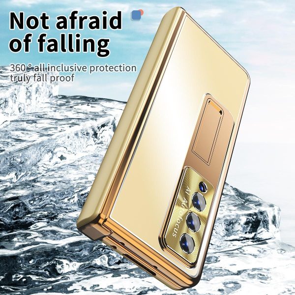 Shockproof Aluminum Double Hinge Case for Samsung Galaxy z Fold 4 - Silver - Image 12