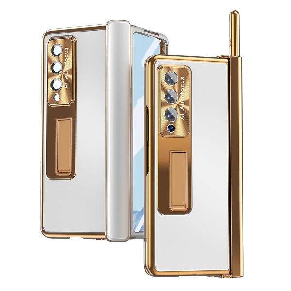 Shockproof Aluminum Double Hinge Case for Samsung Galaxy z Fold 4 - Silver - Image 14