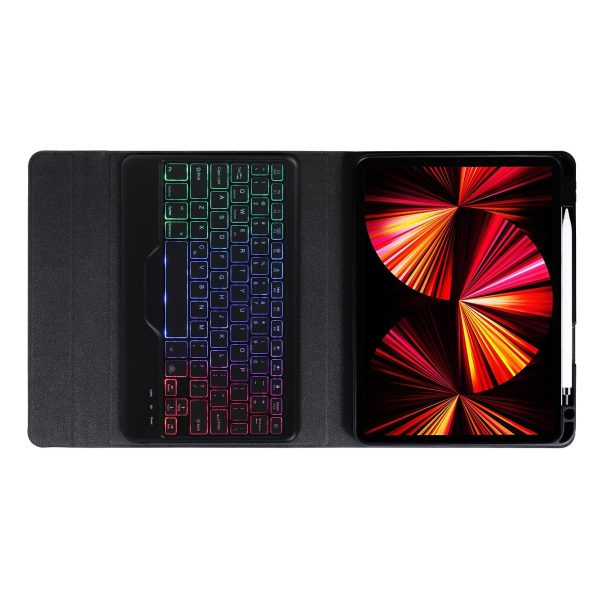 10.2 / 10.5 Inch Bluetooth Keyboard Tablet Case With Triangle Holder & Pen Slot - Black Diamond Pattern - Image 5