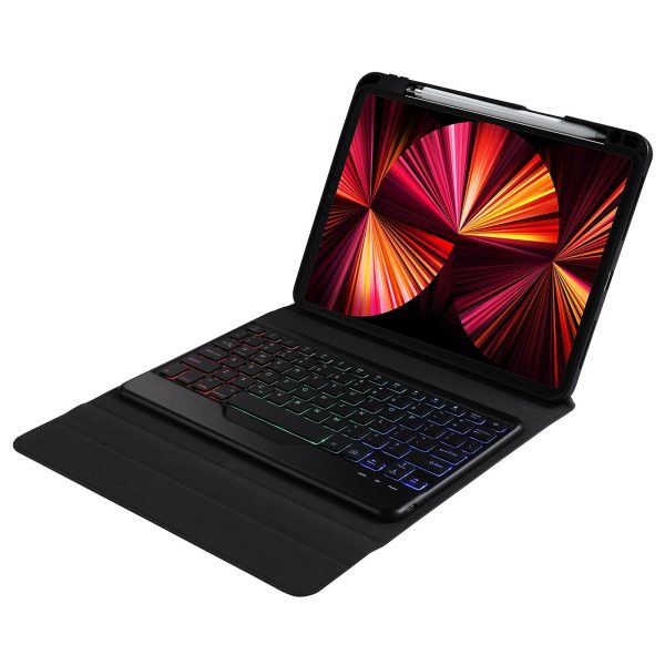 10.2 / 10.5 Inch Bluetooth Keyboard Tablet Case With Triangle Holder & Pen Slot - Black Diamond Pattern - Image 6