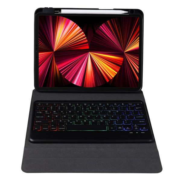 10.2 / 10.5 Inch Bluetooth Keyboard Tablet Case With Triangle Holder & Pen Slot - Black Diamond Pattern - Image 7