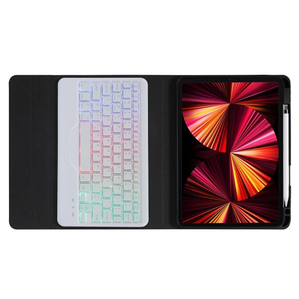 10.2 / 10.5 Inch Bluetooth Keyboard Tablet Case With Triangle Holder & Pen Slot - Black Diamond Pattern - Image 12