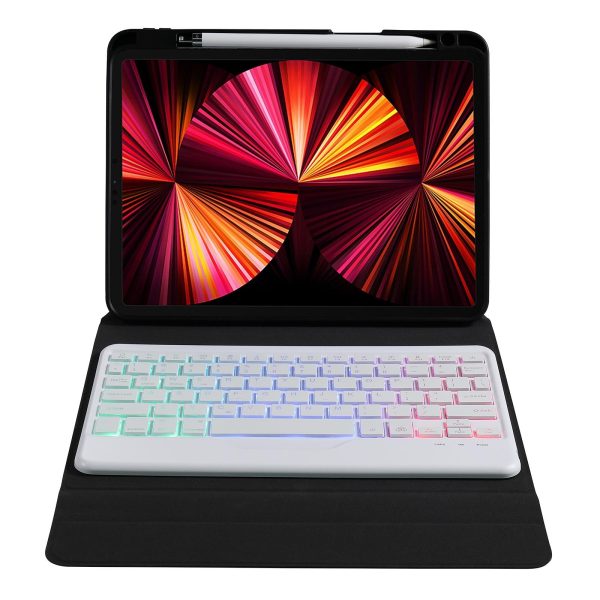 10.2 / 10.5 Inch Bluetooth Keyboard Tablet Case With Triangle Holder & Pen Slot - Black Diamond Pattern - Image 14