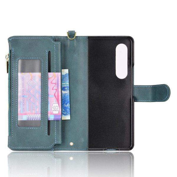 For Samsung Galaxy z Fold4 5G Zipper Leather Phone Case with Litchi Texture - Black - Image 4