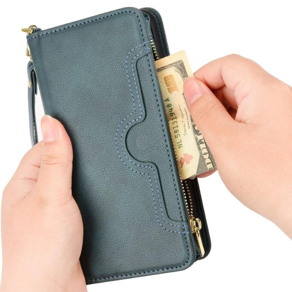 For Samsung Galaxy z Fold4 5G Zipper Leather Phone Case with Litchi Texture - Black - Image 7