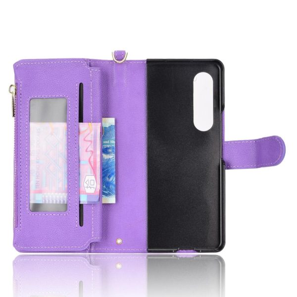 For Samsung Galaxy z Fold4 5G Zipper Leather Phone Case with Litchi Texture - Black - Image 11