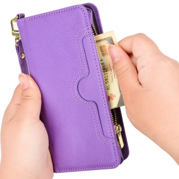 For Samsung Galaxy z Fold4 5G Zipper Leather Phone Case with Litchi Texture - Black - Image 14