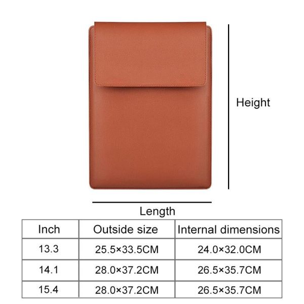 14.1 Inch Laptop Sleeve Leather Carrying Bag - Black - Image 6