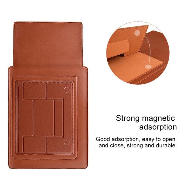 14.1 Inch Laptop Sleeve Leather Carrying Bag - Black - Image 7