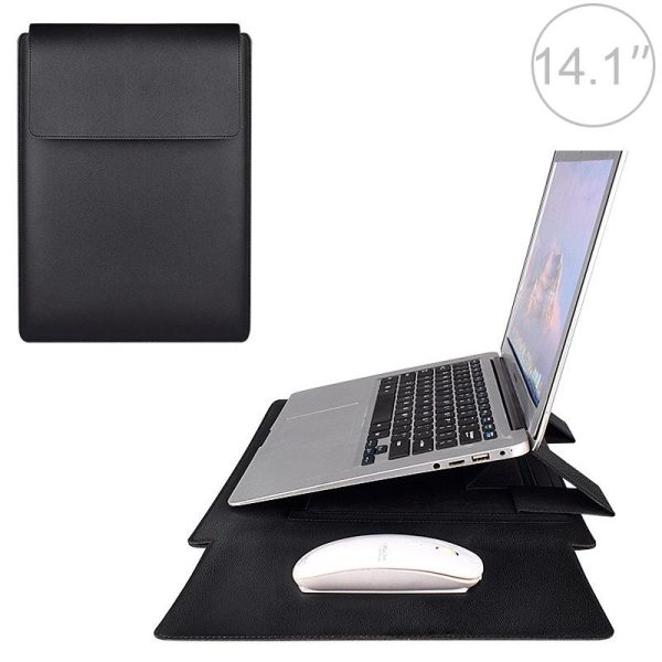 14.1 Inch Laptop Sleeve Leather Carrying Bag - Black - Image 13