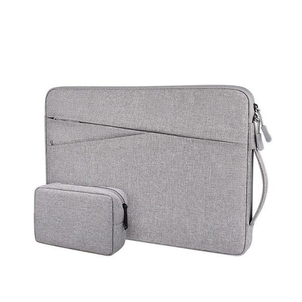 Polyester Laptop Liner Bag with Small Bag - Fits 14.1-15.4 Inch Devices - Hemp Grey
