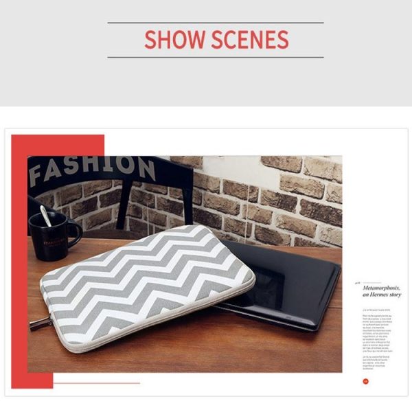 11.6 Wavy Pattern Notebook Liner Bag - Sleek Design - Gray - Image 7