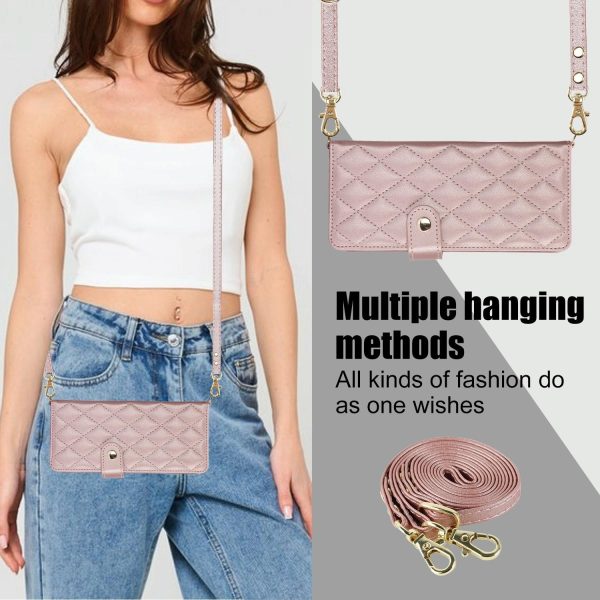 For Samsung Galaxy z Fold4 5G Multifunctional Rhombic Leather Crossbody Phone Case - White - Image 9