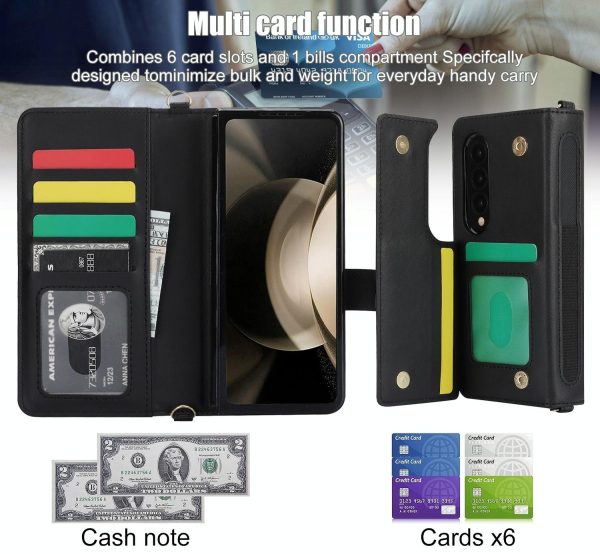 For Samsung Galaxy z Fold4 5G Multifunctional Rhombic Leather Crossbody Phone Case - White - Image 13
