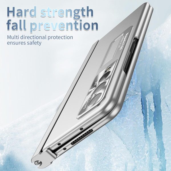Foldable Phone Case with Pen Slot for Samsung Galaxy z Fold 4 - Electroplated - Pink - Image 7