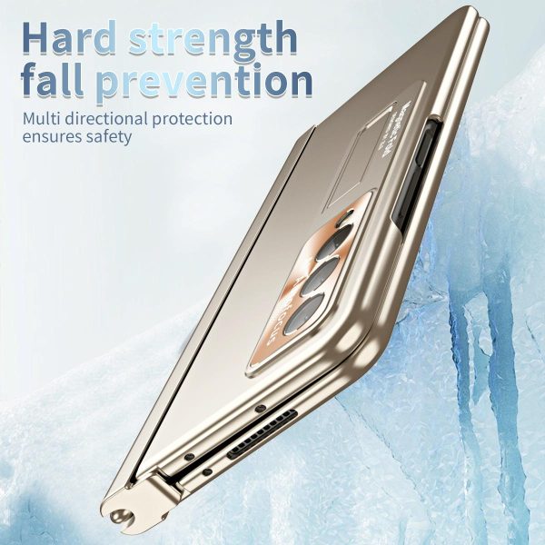 Foldable Phone Case with Pen Slot for Samsung Galaxy z Fold 4 - Electroplated - Pink - Image 13