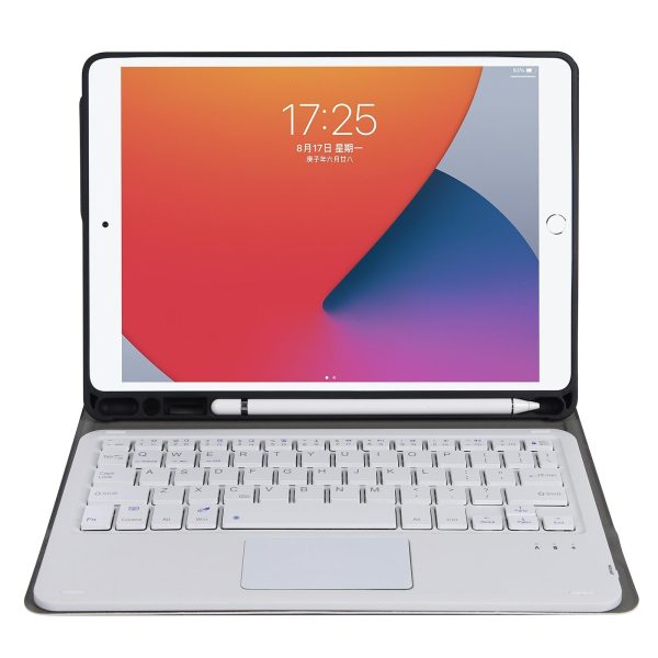 Bluetooth Keyboard Leather Case For Ipad Pro 10.5 With Touch Control - Lambskin Texture Compatible With 10.2 2021 & 2020 & 2019 / Air 3 - Black - Image 5