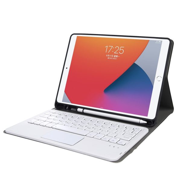Bluetooth Keyboard Leather Case For Ipad Pro 10.5 With Touch Control - Lambskin Texture Compatible With 10.2 2021 & 2020 & 2019 / Air 3 - Black - Image 6