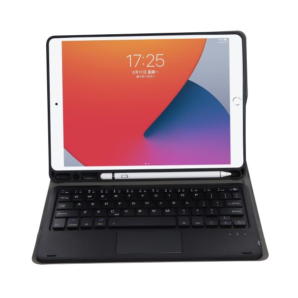 Bluetooth Keyboard Leather Case For Ipad Pro 10.5 With Touch Control - Lambskin Texture Compatible With 10.2 2021 & 2020 & 2019 / Air 3 - Black - Image 11