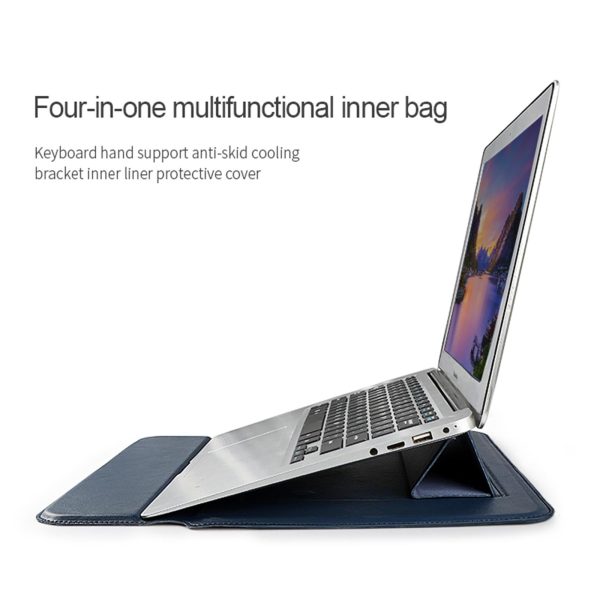 Multifunctional Notebook Liner Bag - Fits 14.1-15.4 Inch - Pu Material - Royal Blue - Image 4