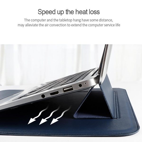 Multifunctional Notebook Liner Bag - Fits 14.1-15.4 Inch - Pu Material - Royal Blue - Image 7