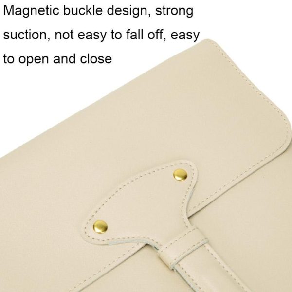 3-in-1 Waterproof Leather Laptop Liner Bag - 14 Inches - Light Grey - Image 4