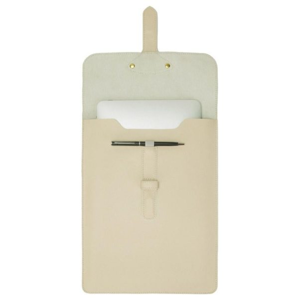 3-in-1 Waterproof Leather Laptop Liner Bag - 14 Inches - Light Grey - Image 6