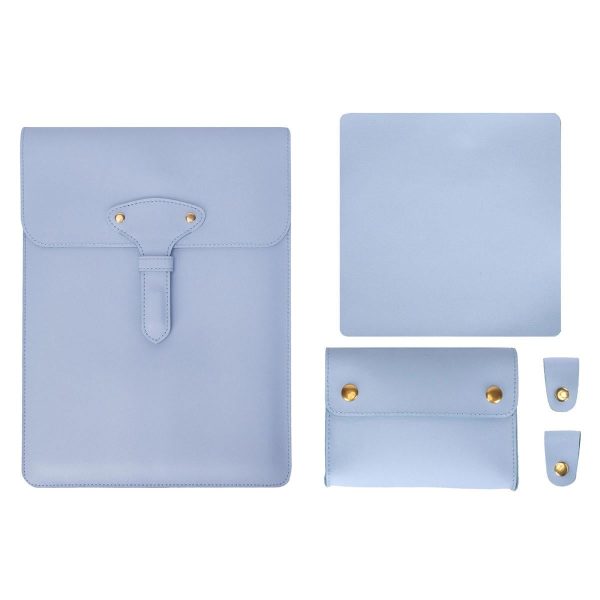 3-in-1 Waterproof Leather Laptop Liner Bag - 14 Inches - Light Grey - Image 10