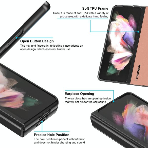 Leather Shockproof Case for Samsung Galaxy z Fold 4 / 5g - Pink - Image 6