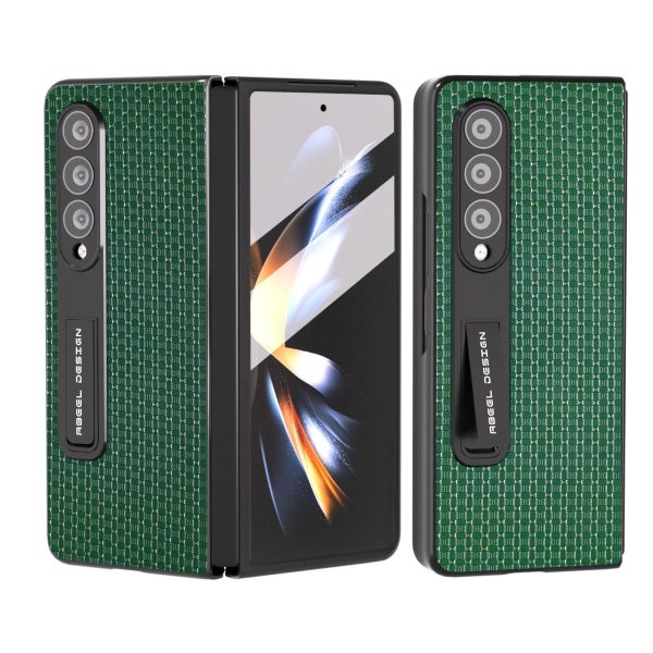 Premium Leather Phone Case with Holder for Samsung Galaxy z Fold 4 / 5g - Luxury Design - Night Green - Image 2