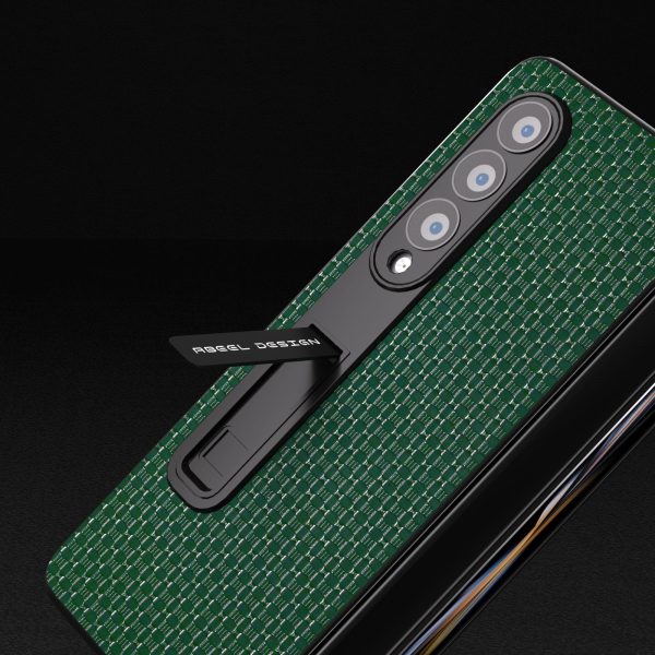 Premium Leather Phone Case with Holder for Samsung Galaxy z Fold 4 / 5g - Luxury Design - Night Green - Image 5