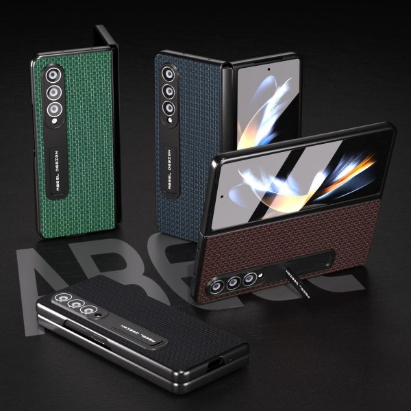 Premium Leather Phone Case with Holder for Samsung Galaxy z Fold 4 / 5g - Luxury Design - Night Green - Image 6