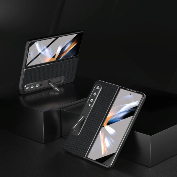 Premium Leather Phone Case with Holder for Samsung Galaxy z Fold 4 / 5g - Luxury Design - Night Green - Image 14
