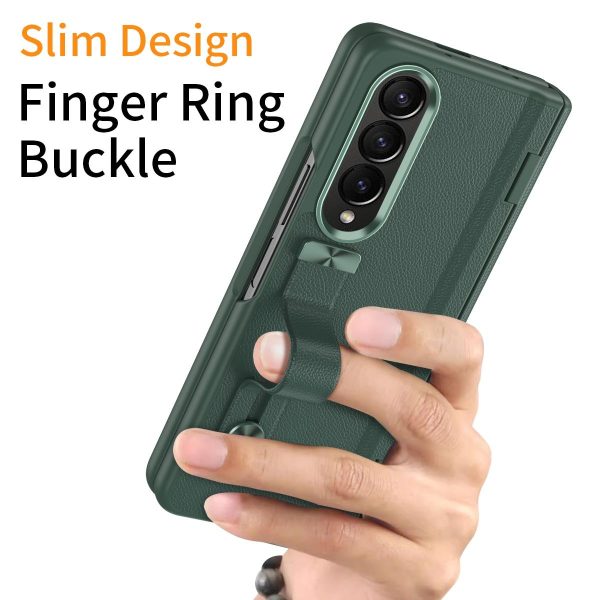 Samsung Galaxy z Fold 4 Leather Wristband Phone Case - White - Image 6