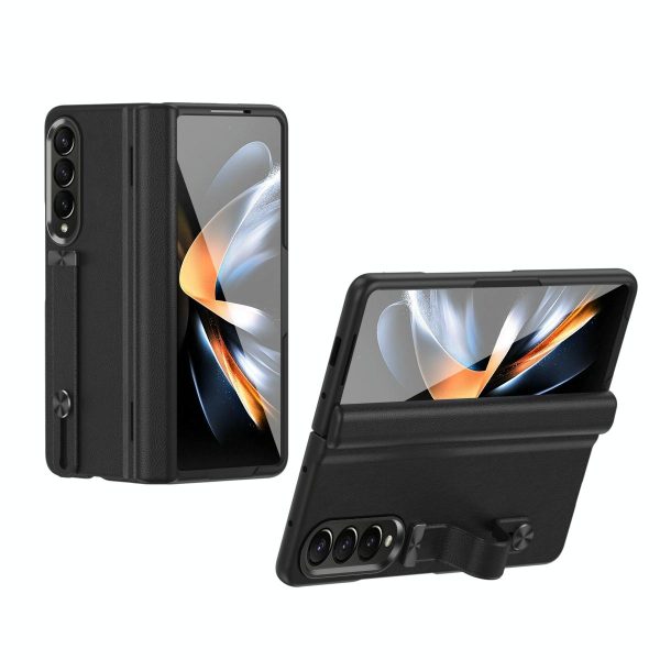 Samsung Galaxy z Fold 4 Leather Wristband Phone Case - White - Image 9