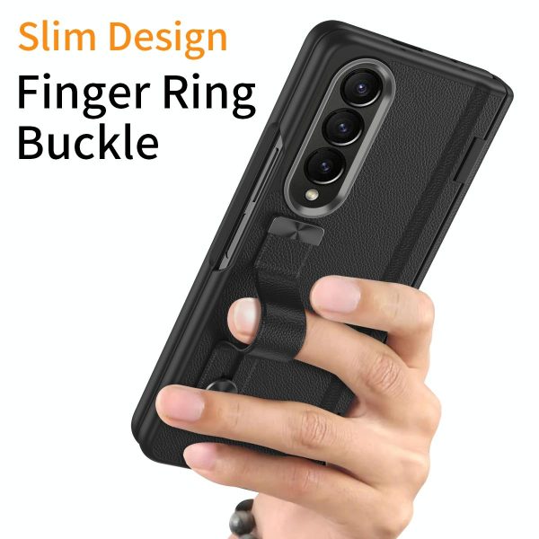 Samsung Galaxy z Fold 4 Leather Wristband Phone Case - White - Image 13