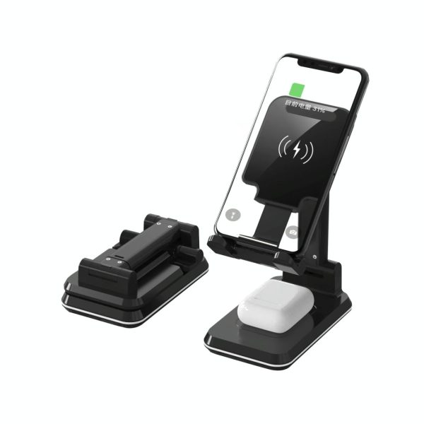 Portable 2 In 1 Wireless Charging Stand Double Charge - Black - Image 10