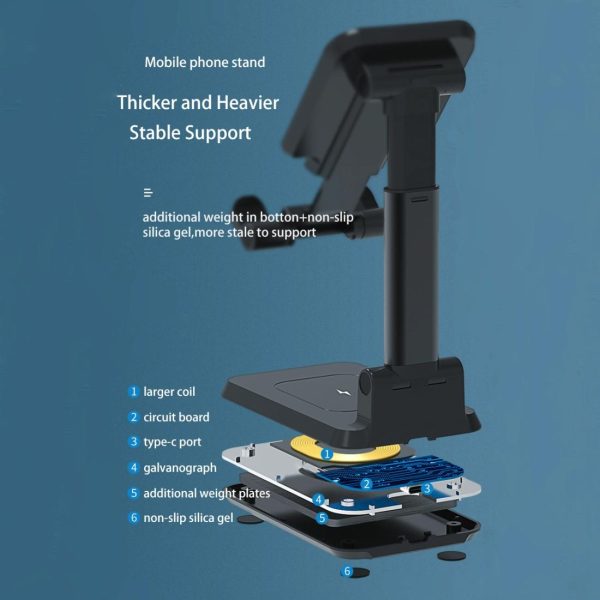 Portable 2 In 1 Wireless Charging Stand Double Charge - Black - Image 14