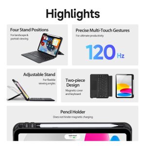 Black Magnetic Bluetooth Keyboard Tablet Case - For Ipad 10.2 2019/2020/2021/Air 2019/Pro 10.5 Inch 2017 - Image 4