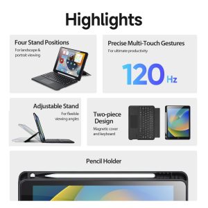 Black Magnetic Bluetooth Keyboard Tablet Case - For Ipad 10.2 2019/2020/2021/Air 2019/Pro 10.5 Inch 2017 - Image 13