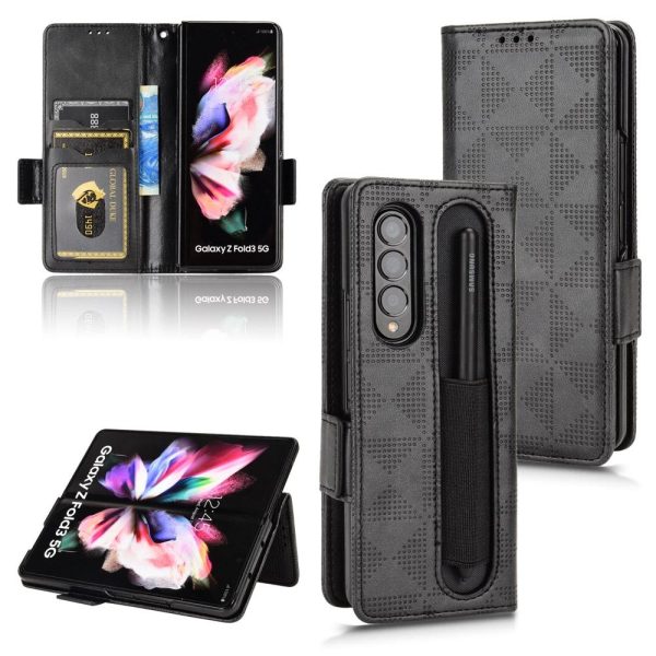 Symmetrical Leather Triangle Phone Case for Samsung Galaxy z Fold 4 - Black