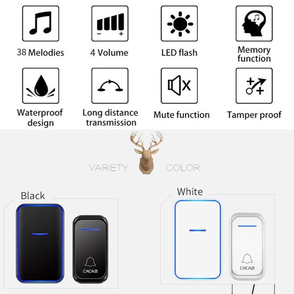 Wireless Digital Doorbell For Elderly - Home Smart - White - Image 4